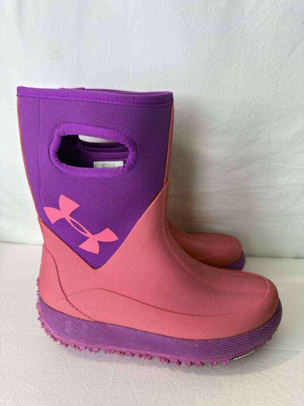 Under Armour Girls Boots UA Fat Tire Muddler Michelin Pink Waterproof Size 5Y